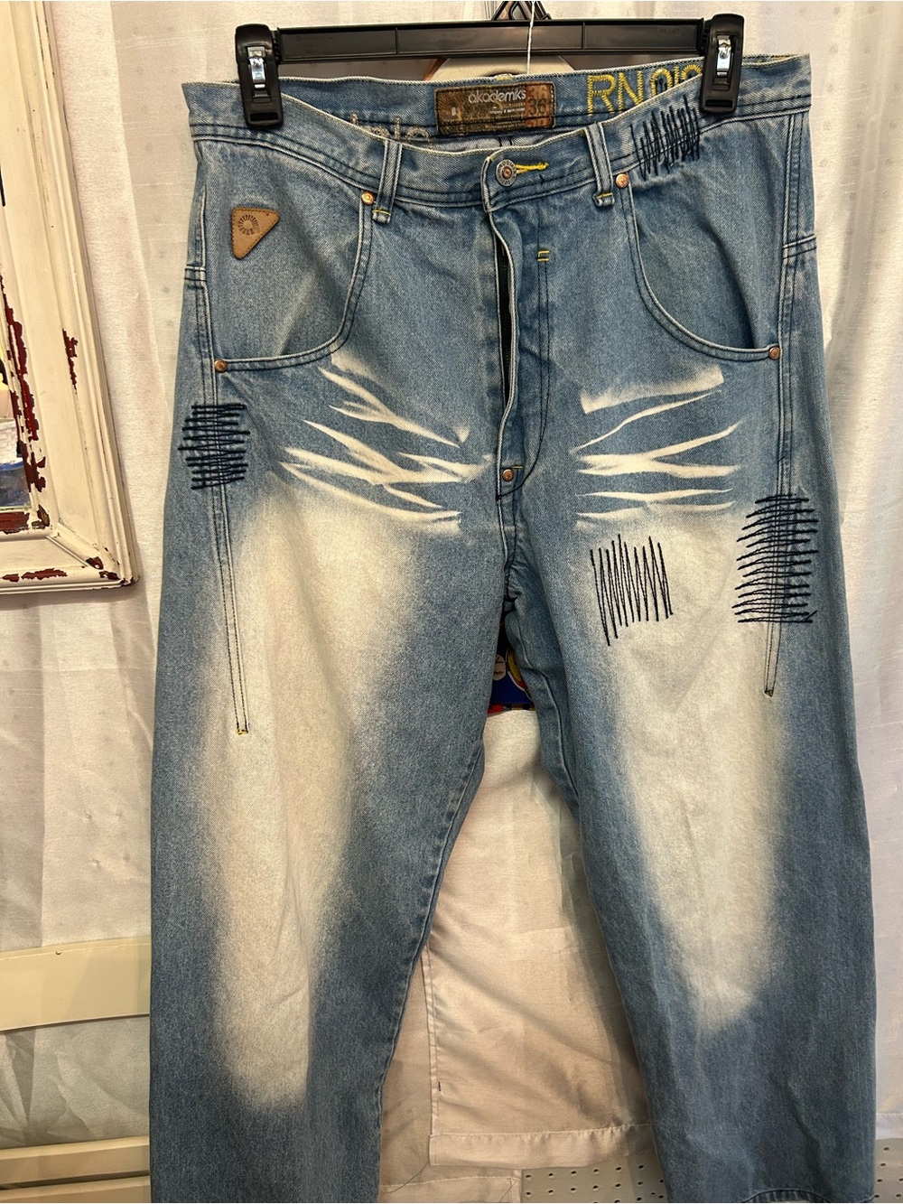 Akademiks Light Blue Distressed Y2K Vintage Hip Hop Style